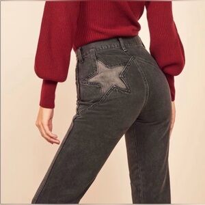 Reformation Grey Jeans w star detail, size 28 womens